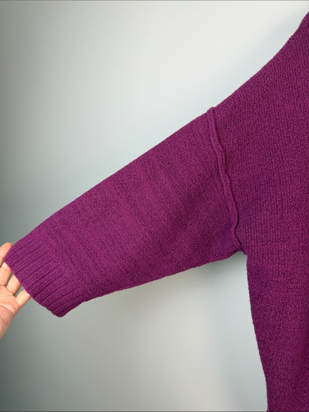 Free People Peaches Slouchy Oversized XS Tunic Sweater Chunky Knit Crewneck Plum - Picture 14 of 16
